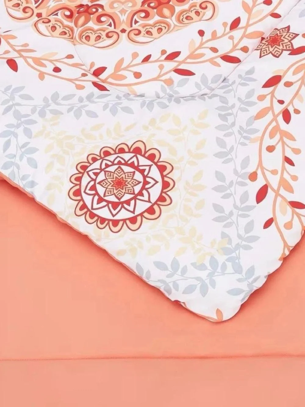 White and Orange Comforter Set